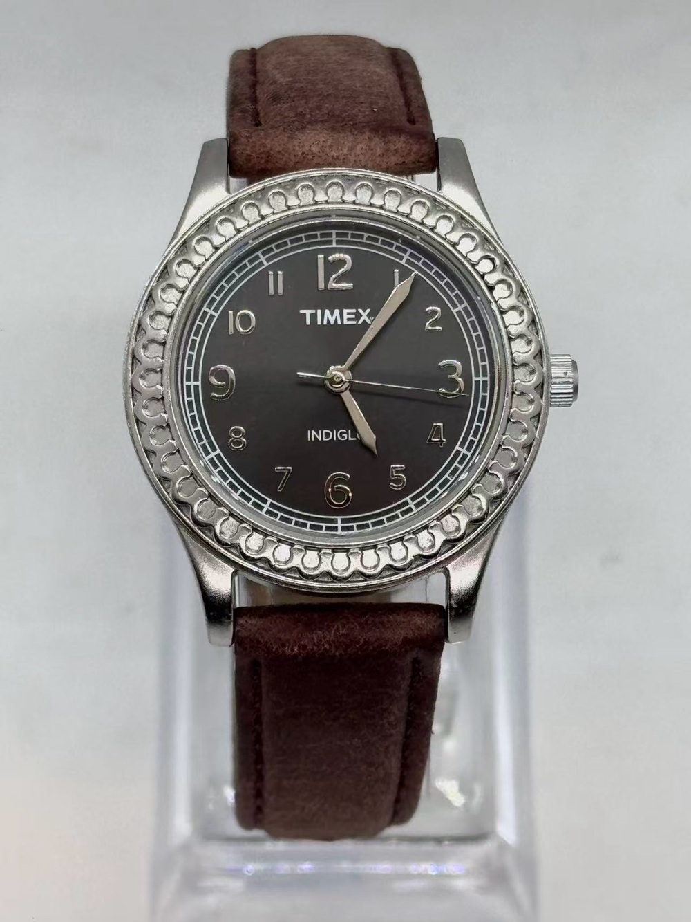 Vintage Timex Men’s Quartz Watch 32mm Black Dial Leather Band New Battery Runs